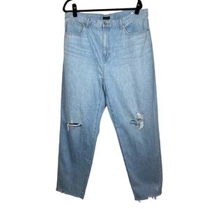 Uniqlo Jeans High Rise Peg Top Straight Leg Distressed Baggy